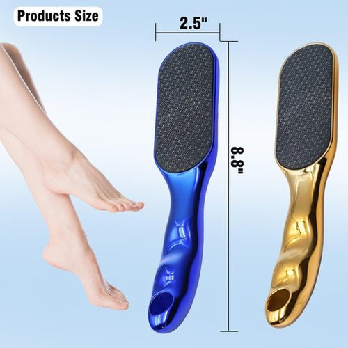 2 Pcs Veinsgrain Foot File, Nano Glass Foot File Hard Skin Remover with Non-Slip Ergonomic Handle, Professional Foot Care Tools for Smooth Feet(Gold+Blue)