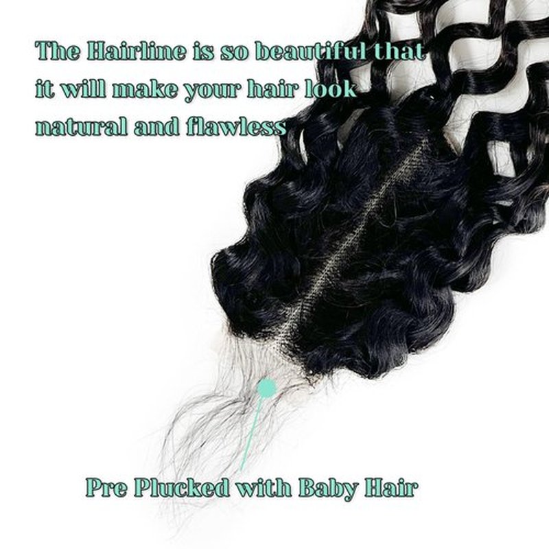 T1B/2/30 Ombre Water Wave HD Closure 12A 2x6 Transparent Color Swiss Lace Closure Brazilian Wet and Wavy Closure Unprocessed Virgin Human Hair Dark Roots 3 Tone 1B/2/30 Wavy Human Hair 18 Inch