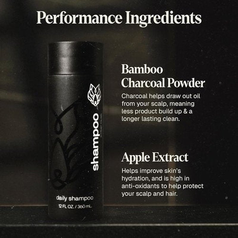 Black Wolf Charcoal-Infused Shampoo for Oily Hair | 2-Pack, 12 Fl Oz - Deep Cleansing & Moisturizing Formula for Men