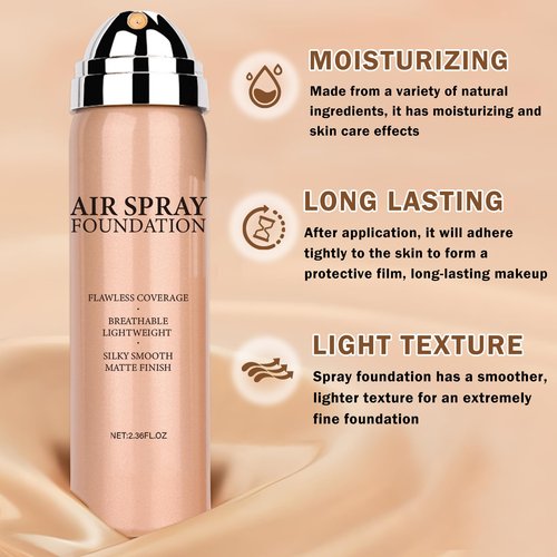 AIUEO Magic Minerals Airbrush Foundation Makeup Silky Mist Spray Foundation Makeup Airbrush Flawless Setting Spray Foundation for Mature Skin-Natural