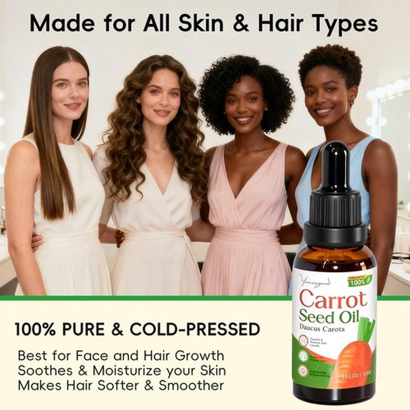 3 PCS Carrot Seed Oil for Hair & Skin Care, 100% Pure Natural Carrot Carrier Oil, Daucus Carota Essential Moisturizer for Face and Lip Care, Scalp & Body Massage