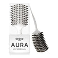 COCCO Aura Vent Boar Brush | Vented Dual-Curved Design for Faster Drying, Effortless Detangling & Shine, Boar + Nylon Bristles, Ergonomic Comfort Handle for Wet & Dry Hair Styling - White