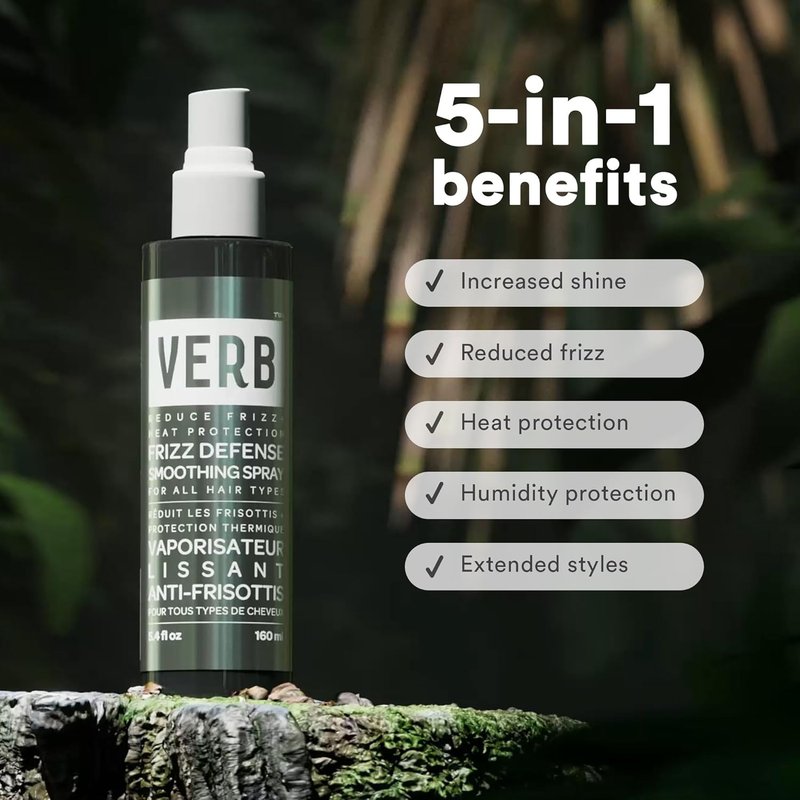 VERB Frizz Defense Smoothing Spray - Anti-Frizz Shield & Heat Protection for Sleek Styles - 8 oz