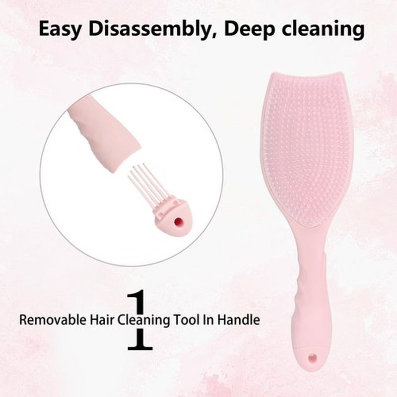 Homfu Hair Brush Set, Professional Styling Tools with Combs and Accessories, Pink, Gift Box Included (Pink Brush+Black Brush)