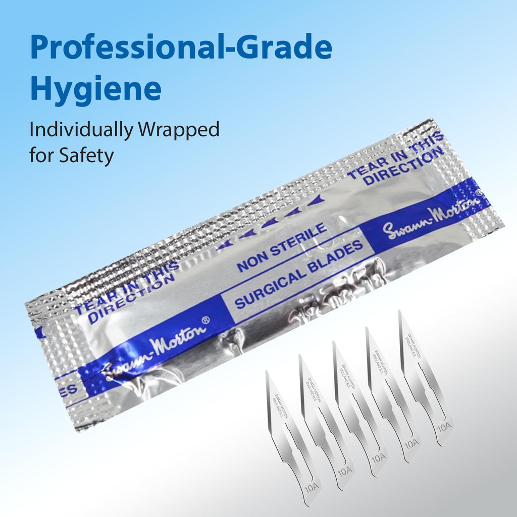 Swann Morton Surgical Scalpel Blade #10A - Box of 100 (20 Packs of 5)