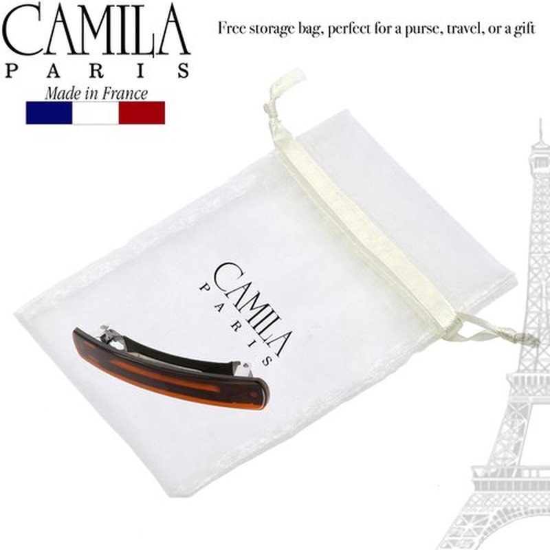 Camila Paris CP3557 French Hair Barrette Clip for Girls, Tortoise Shell, Automatic Metal Clasp Strong Hold Grip Hair Clips for Women, No Slip Durable Styling Girls Hair Accessories, Made in France