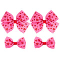 Valentines Day Hair Bow Clips Set, 4PCS Glitter Red Heart Hair Accessories for Girls & Teens, Non Slip Metal Hairpin Love Valentines Day Bows for Ponytail & Braids - Hot Pink