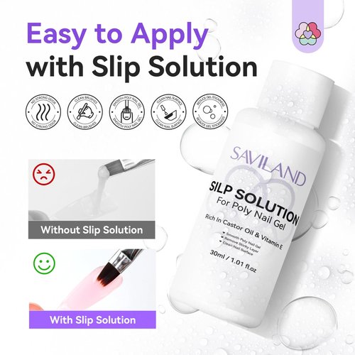 SAVILAND Hema-Free Poly Gel Nail Kit Starter: 4 Colors Natural Clear Poly Nail Gel with U V Lamp Slip Solution Quick Dry Nourish Nails 28 Days Durable DIY Salon Home Use
