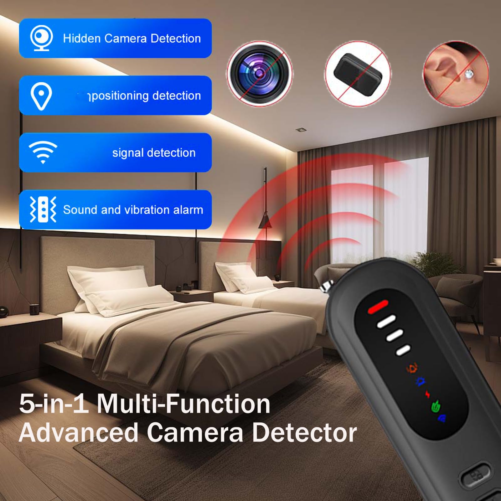 LXIANGN Hidden Camera Detector - 2025 5-in-1 Multi-Function Advanced Camera Detector and Bug Detector,Scanner for Home Office Travel Security