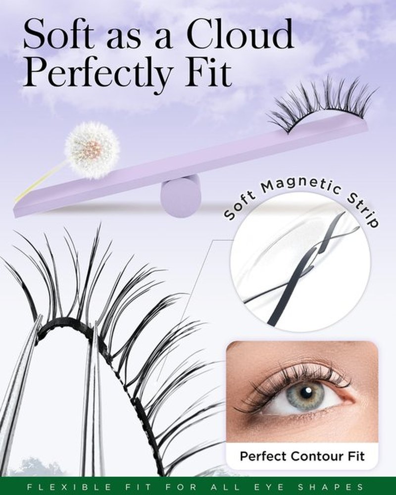 BEYELIAN Magnetic Eyelashes with Applicator, Upgrade Soft Magnetic Lashes Portable Magnetic Eyelashes Natural Look, Reusable, No Glue Needed Fales Eyelashes for Eye YT25 (All-In-One & Comfortable)