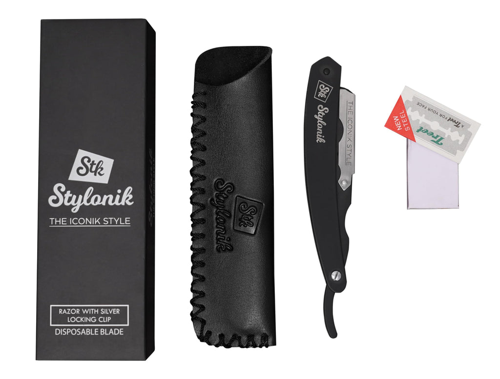 Stylonik Straight Razor for Men, Single Blade Edge Barber Shaving Kit
