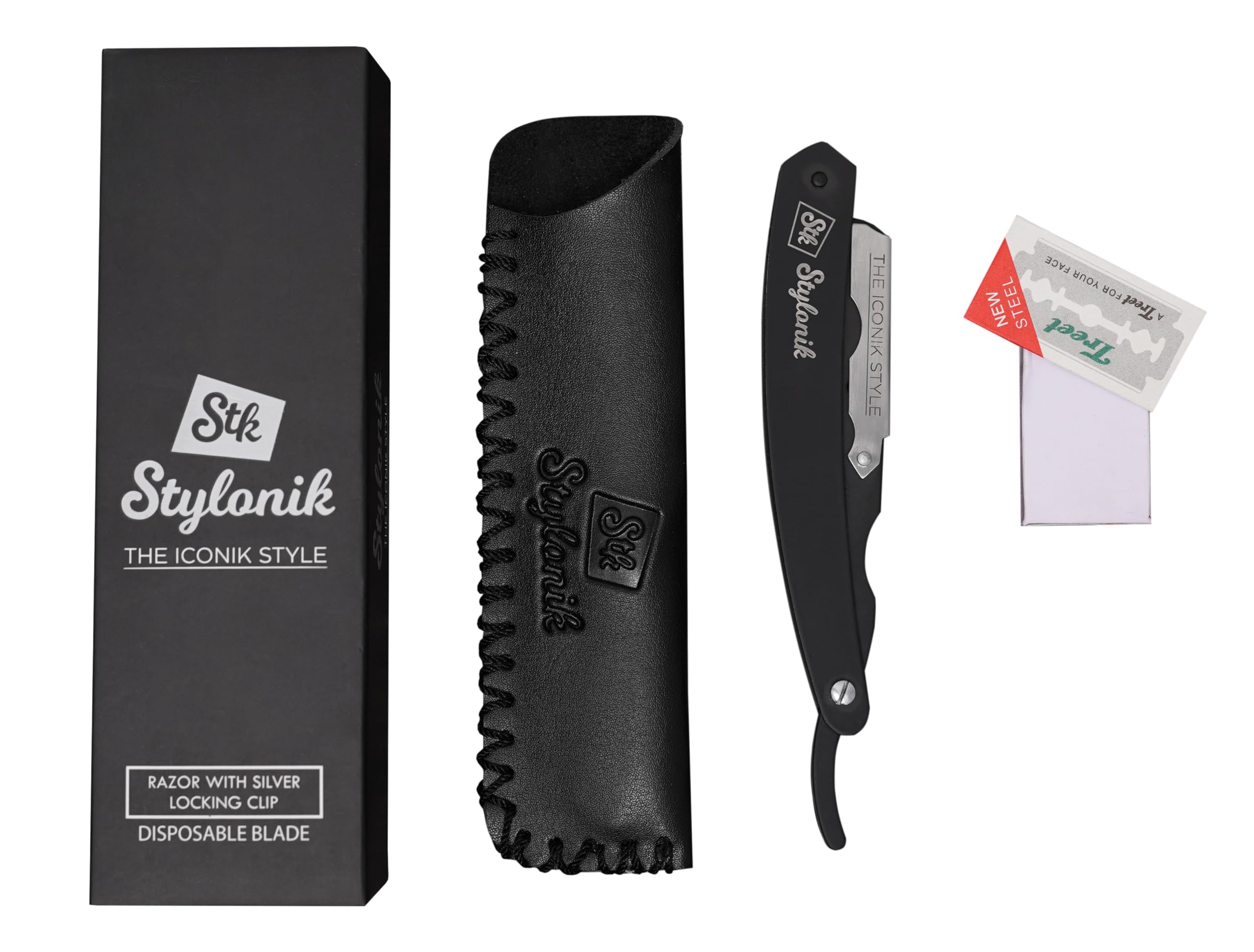 Stylonik Straight Razor for Men, Single Blade Edge Barber Shaving Kit