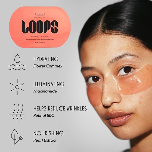 LOOPS Glow Gang Mask Set – Weekly Reset for Rejuvenation, Double Take for Energized Skin, Sunrise Service for – Hydrating and Pore Refining – Safe for Sensitive Skin - Hydrogel Face Masks - 3pc