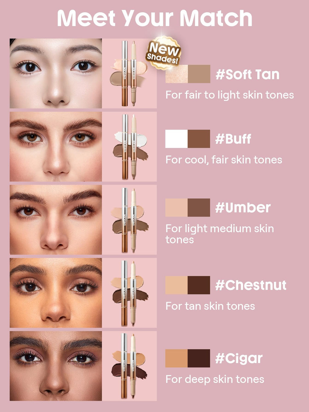 SHEGLAM Fine Line 2-In-1 Nose Contour & Highlight Pen Long Lasting Waterproof Cream Bronzer & Highlight Sticks