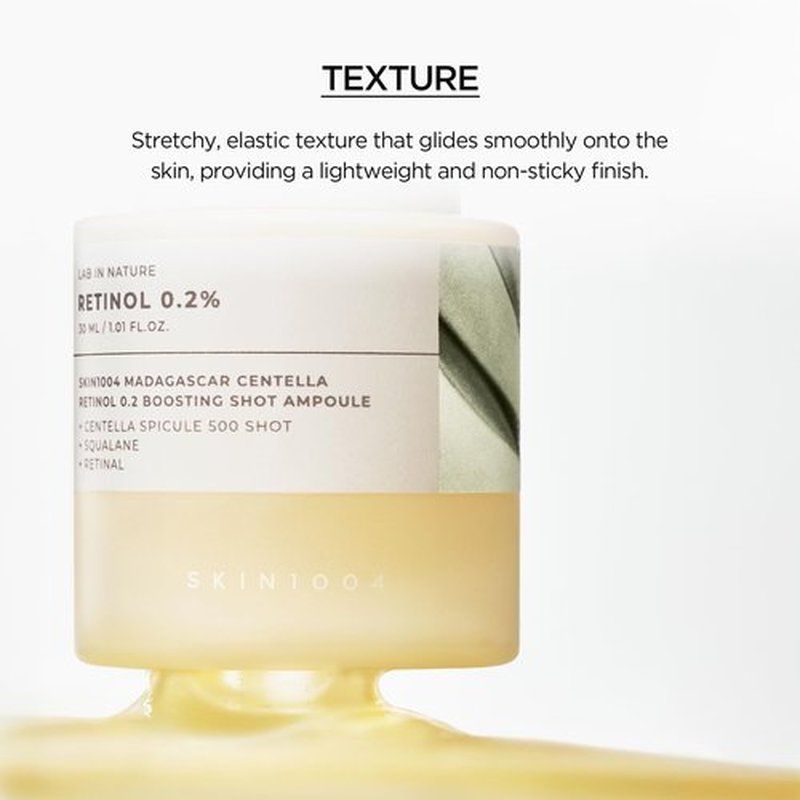 SKIN1004 Retinol 0.2% Boosting Shot Ampoule, Face Serum for Skin Elasticity, Facial Spicule Serum with Retinol & Retinal, Centella Ampoule for Fine Lines & Wrinkles, Korean Skin Care, 1.01fl.oz / 30ml