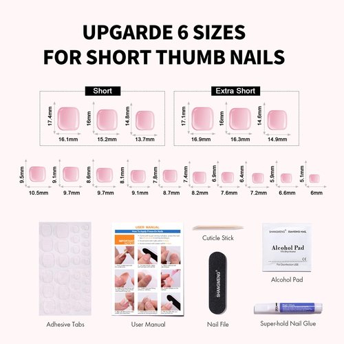 SHANGMENG Soft Gel Press on Toenails Short - White French Tips Toenails Press ons for Women, Fit Naturally Press on Toe Nails in 16 sizes - 32 pcs Fake Toenails with Glue, Shimmery French