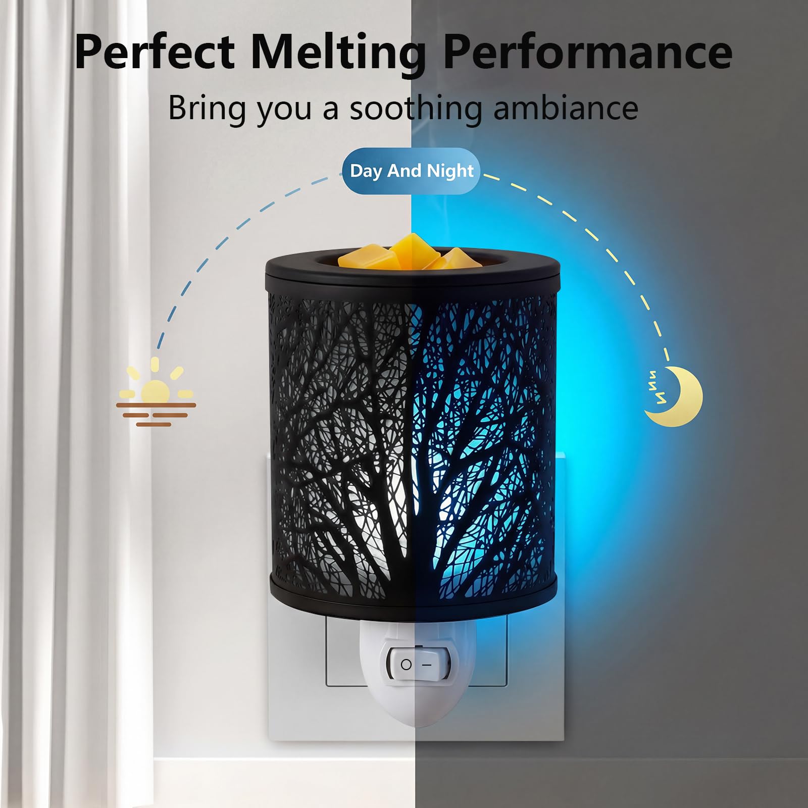 Wax Melts Warmer Plug in Wall–Electric Wax Warmer with 7 Colors Light Fragrance Burner PTC Heating Pluggable Wax Melter Warmer with Removal Dish Gift & Home Decor