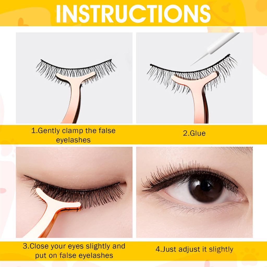 2 Pcs False Eyelashes Applicator Stainless Steel Remover Clip Tweezers Fake Lash Clusters Separator Professional Lash Extension Curlers Curved Eyelash Tweezers for Wearing and Removing Eyelashes