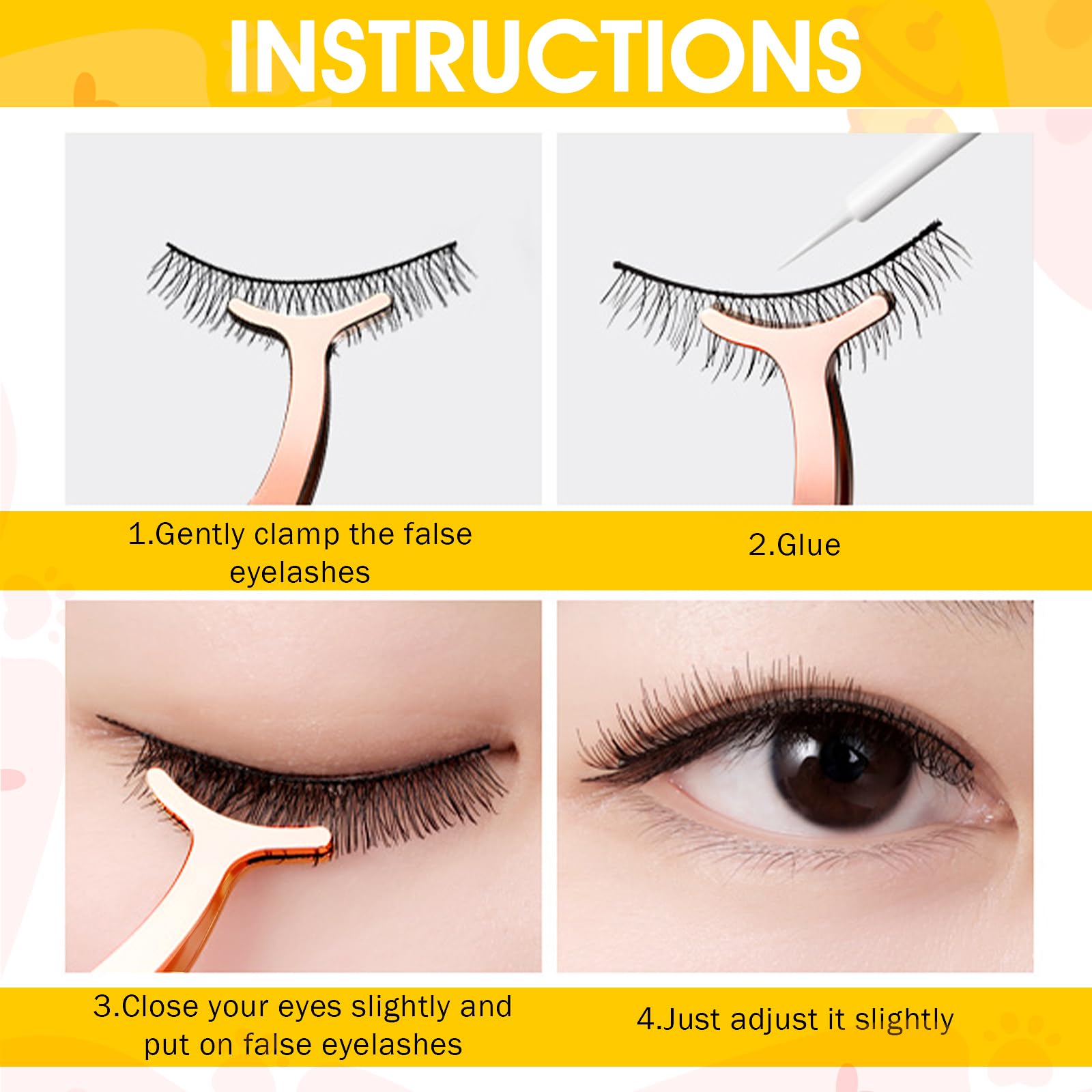 2 Pcs False Eyelashes Applicator Stainless Steel Remover Clip Tweezers Fake Lash Clusters Separator Professional Lash Extension Curlers Curved Eyelash Tweezers for Wearing and Removing Eyelashes