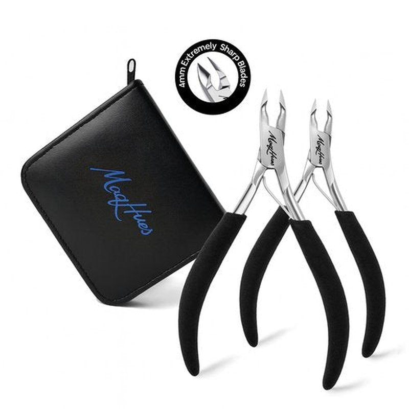 Cuticle Nipper/Cuticle Trimmer Set-4mm Jaw Length, 2 Pack Stainless Steel Nail Tools with Ergonomic Thick Comfort Grip, Professional Cuticle Remover Kit for Manicure, Valentine Day Gift (Black)