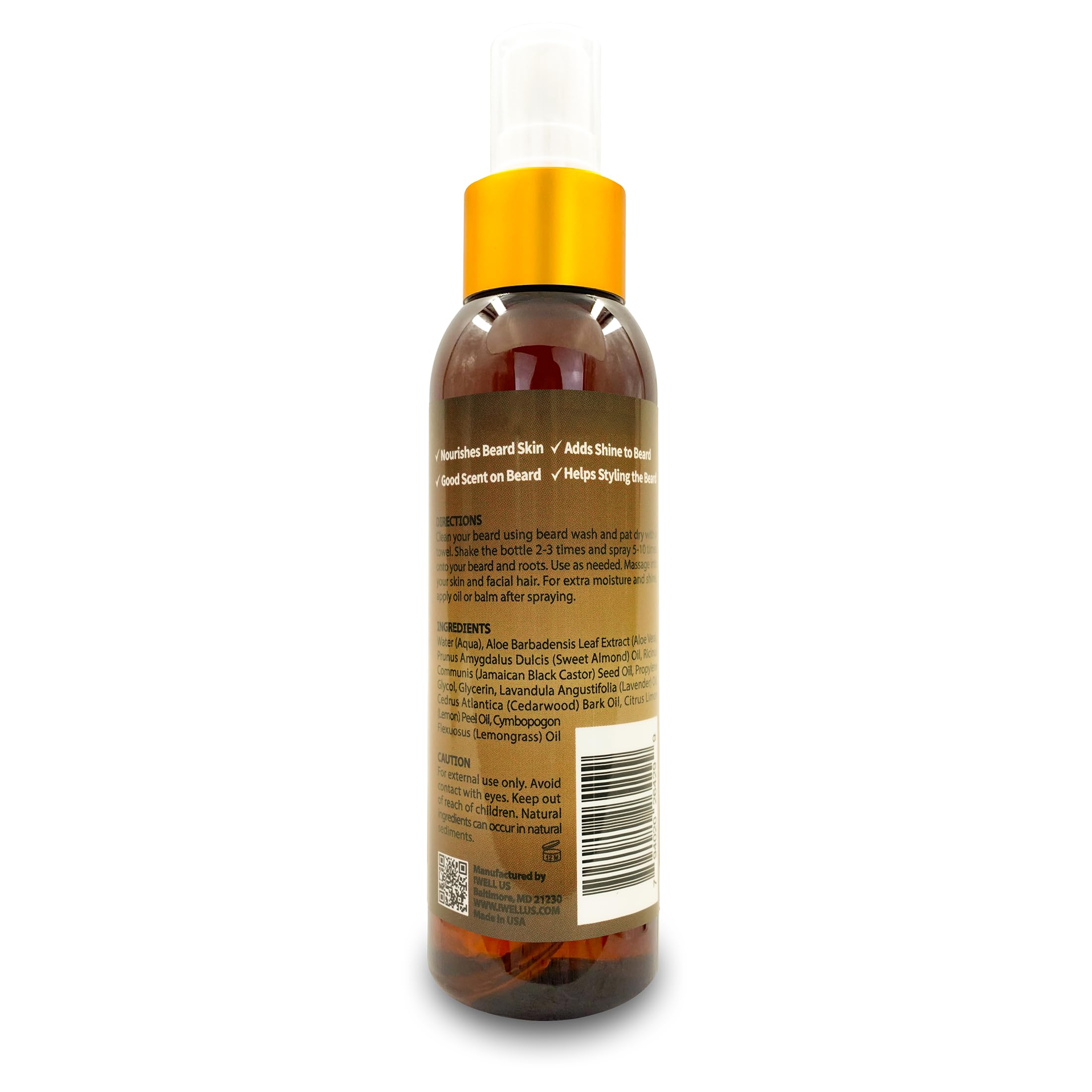 Well's Oil Mega Growth Beard Spray | Original Scent | For Men’s Beard Care | Beard Conditioning Spray | 4 fl oz