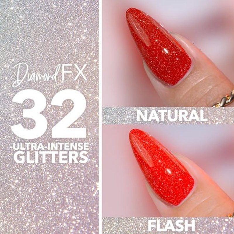 KIARA SKY Gel Polish DiamondFX Reflective Glitter Soak Off with Sparkle Diamond dust effect 0.5 fl oz, Dragonfruit (hot pink)
