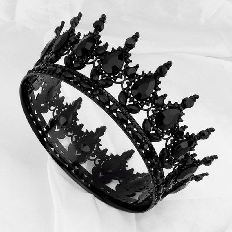 COCIDE Black Crowns for Women Gothic Tiaras for Women Emo Crown Dark Queen Princess Tiara Crystal Rhinestones Halloween Birthday Party Hair Accessories