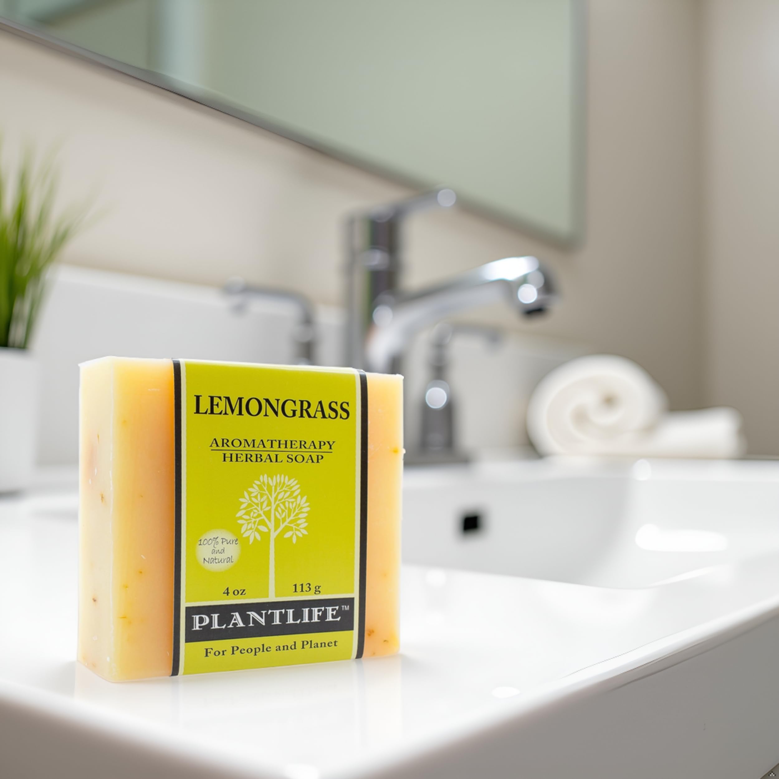 Plantlife Lemongrass Bar Soap - Moisturizing and Soothing Soap for Your Skin - Hand Crafted Using Plant-Based Ingredients - Made in California 4oz Bar