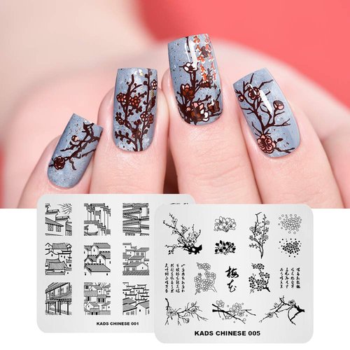 KAD Nail Stamping Plates 8pcs Templates Nail Art Plates Set Chinese Style Series