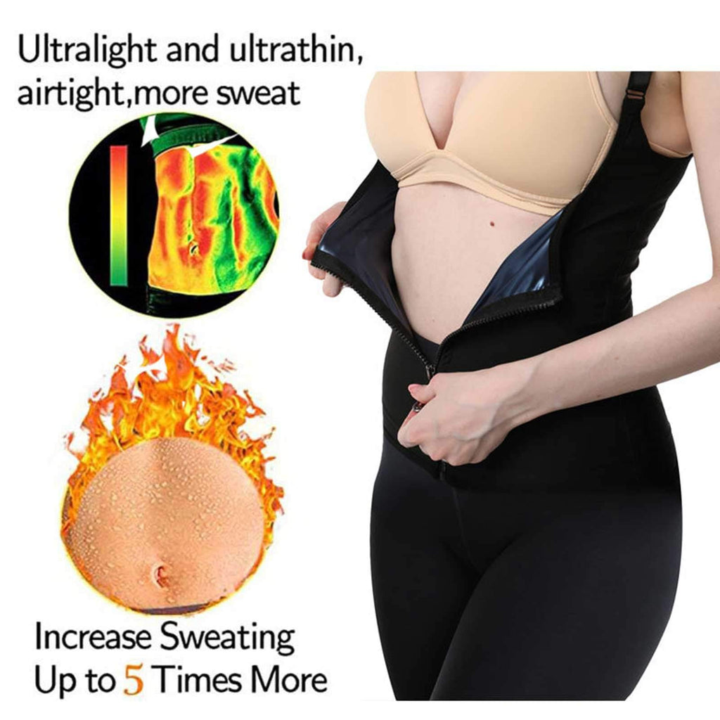 Women Waist Trainer Vest, Zipper Fitness Body Shaper Sweat Breathable Fat Burning Shapewear