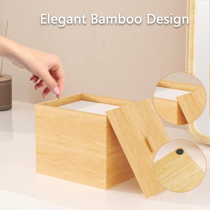 JHJFRAWY Bamboo Disposable Face Towel Holder for Clean Skin Club, Bathroom Storage Organizer, Container Box (Towels Not Included)