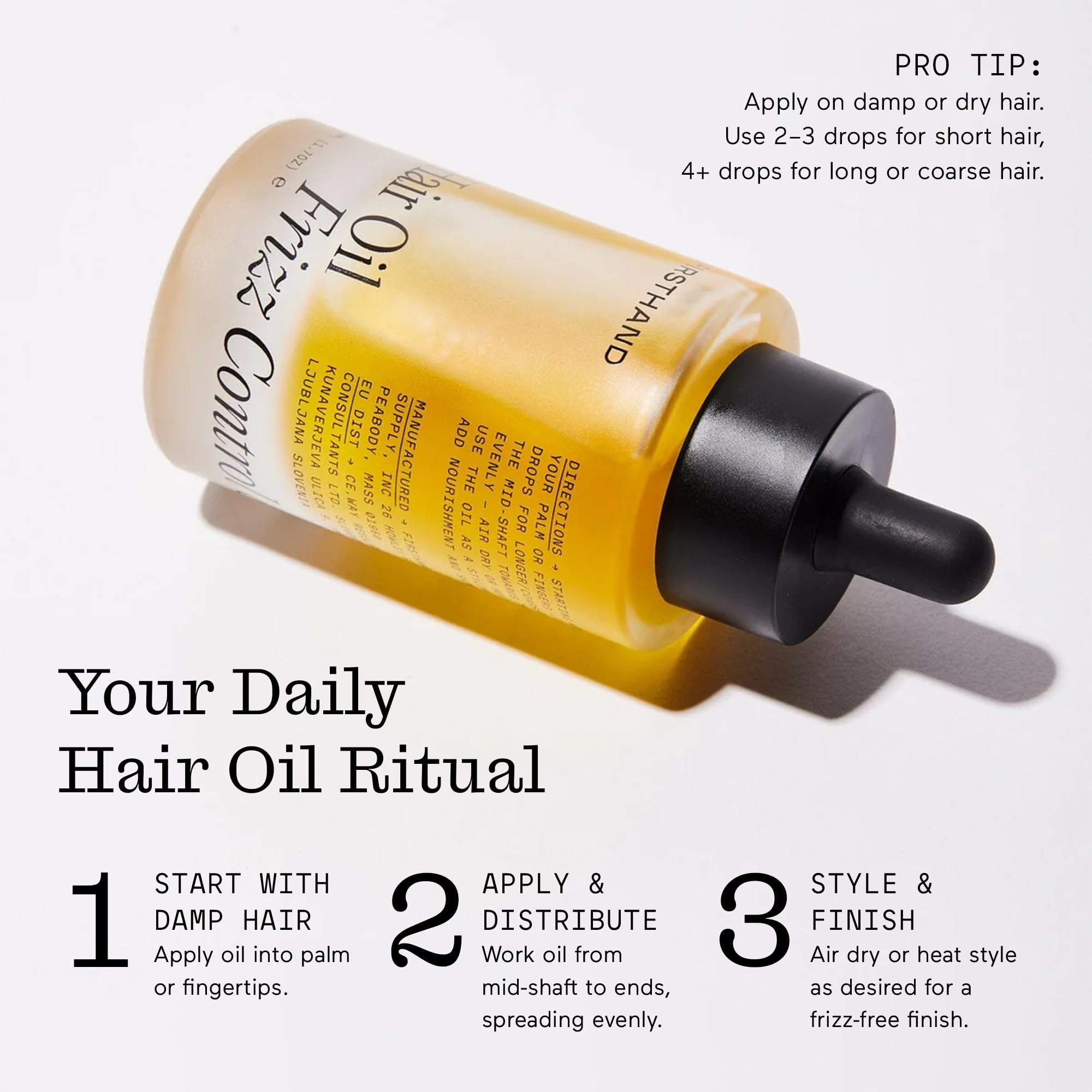 Firsthand Supply Hair Oil for Frizzy Hair – Lightweight Moisturizing Hair Oil – Natural Oils with Plant-Based Keratin – Non-Toxic Ingredients for Shine & Scalp Hydration – 1.7oz Travel Size