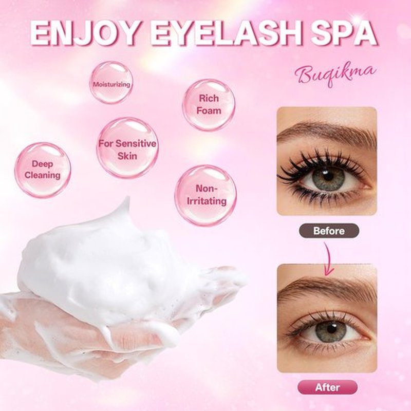 Buqikma Lash Shampoo Kit - Lash Cleaning for Eyelash Extension, 60Ml/2.11fl.Oz Eyelash with Lash Shampoo Brushes Gentle Lash Extension Cleanser for Professional Salon Use and Home Use (2 Pcs)