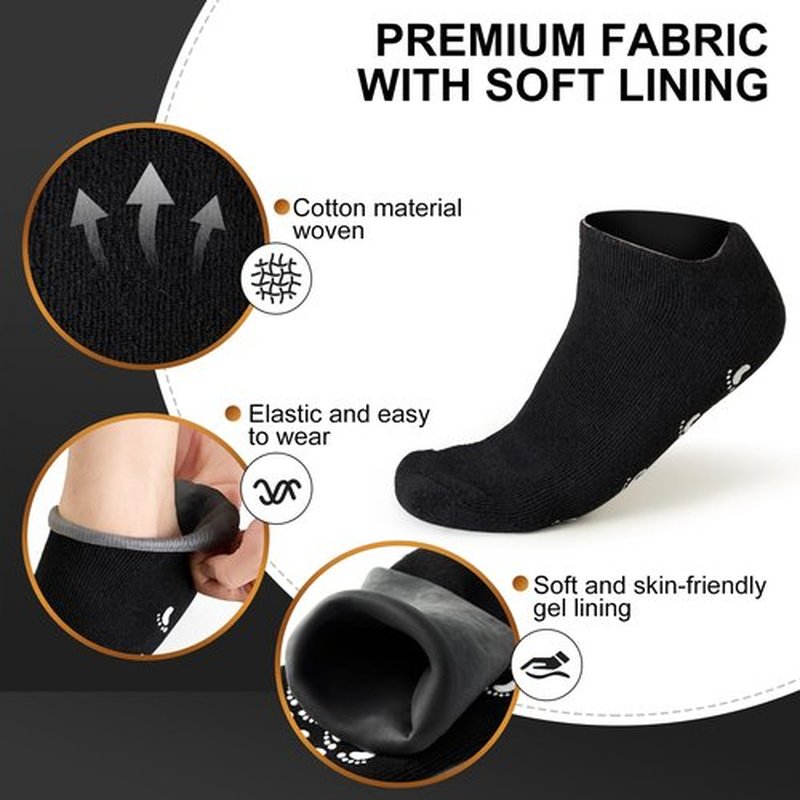MoyRetty Moisturizing Silicone Socks for Men - Large Size, Ultimate Aloe-Infused Gel for Home Use - Say Goodbye to Dry Cracked Feet Black