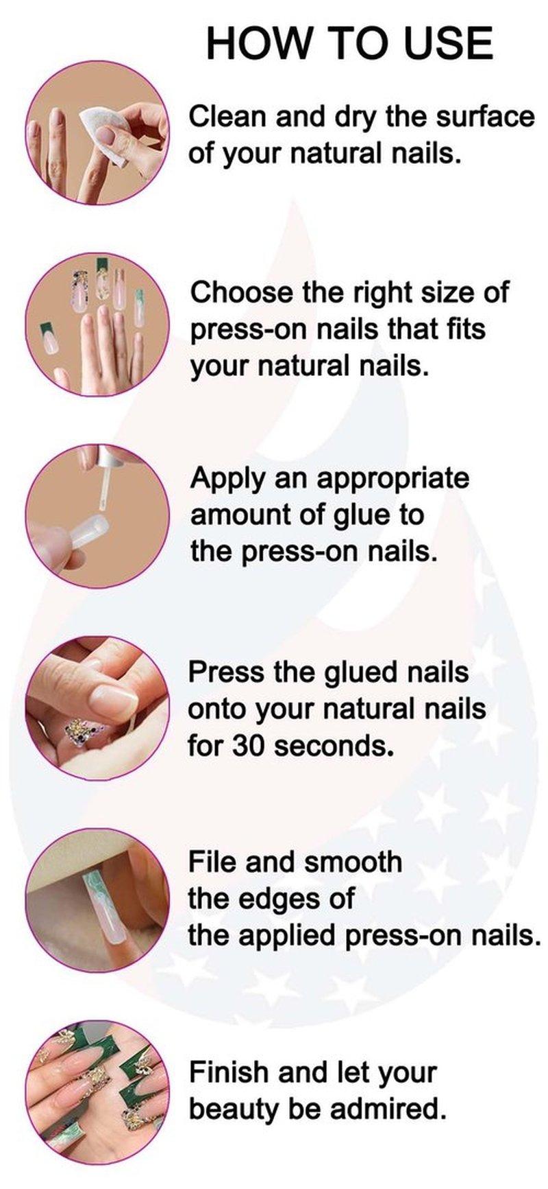 Gleamrain 3D Handmade Press on Nails Long Almond Handcrafted Nail Art with Designed Summer Beach Press Ons for Women and Girls /20 Piece Set
