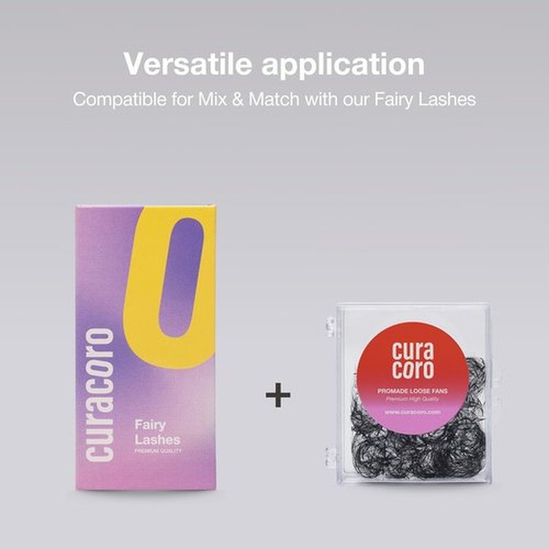 Curacoro Fairy Volume Lash Extensions 3D - 0.7mm Thickness CC Curl 8mm-15mm Length, Premium Matte Black Individual Eyelashes Tray, Professional Supplies Use