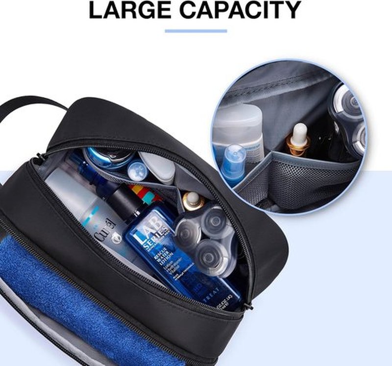 BAGSMART Travel Toiletry Bag - Water Resistant Dopp Kit for Men | Medium Size, Black