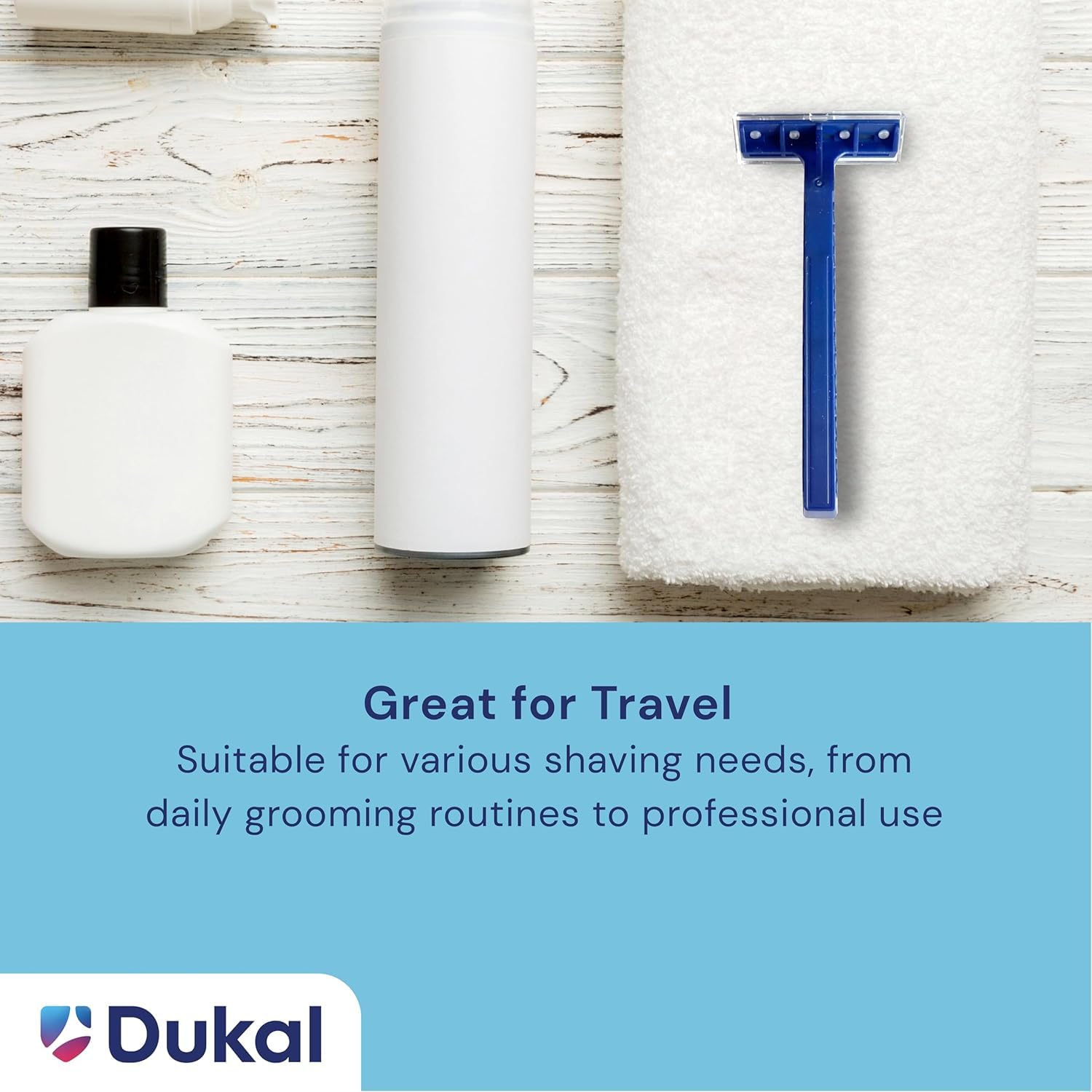Dukal DawnMist Twin-Blade Disposable Razor, Blue Handle – Bulk Pack of 100, Precision Shave for Smooth & Comfortable Grooming