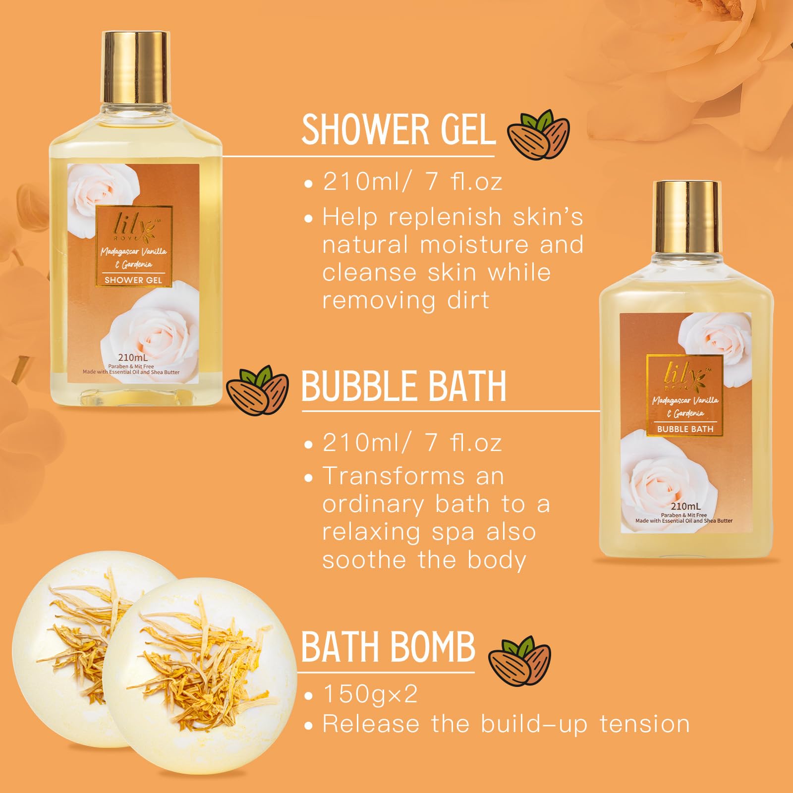 9Pcs Spa Gifts Set Birthday Gift Spa Kit Vanilla Spa Gift Baskets for Women