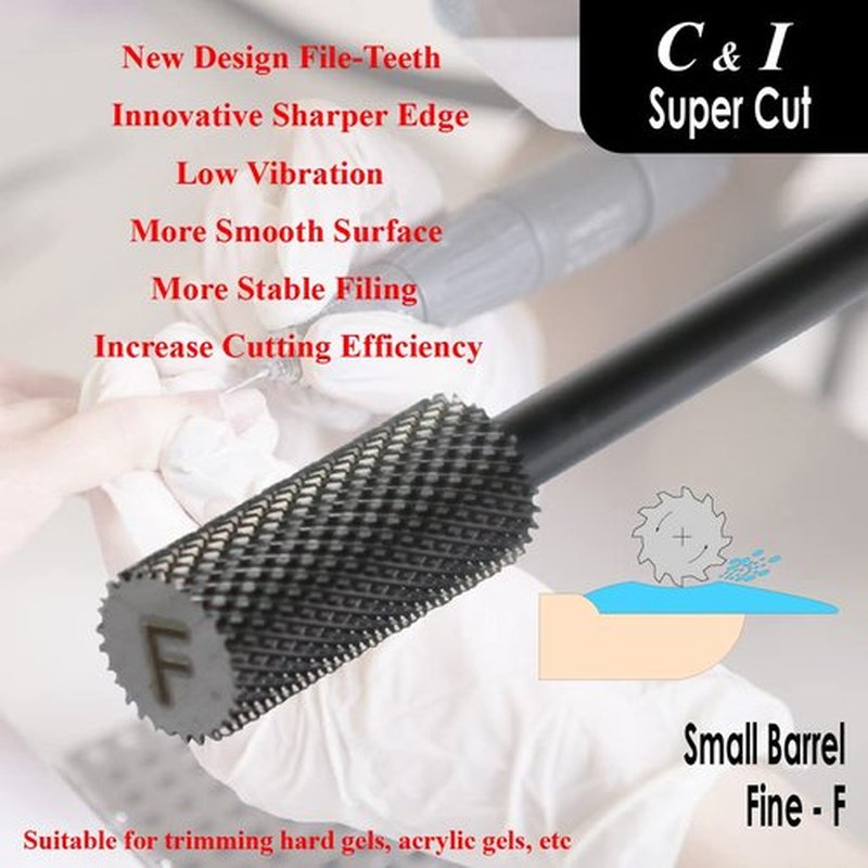 Super Cut Upgrade Edition, Small Barrel Nail Drill Bit for Electric Manicure Drill Machine, Remove the Nail Gels, Acrylic Gels, or Dip Powder (Fine -F)