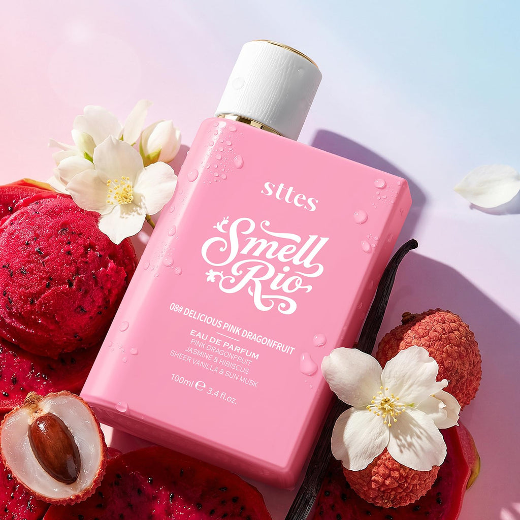 Sttes Smell Rio 08# (Delicious Pink Dragonfruit) Eau de Parfum for Women, Fruity Floral Perfume with Pink Dragonfruit, Lychee, Jasmine, Hibiscus, Vanilla & Sun Musk, 100ml/3.4 Fl Oz