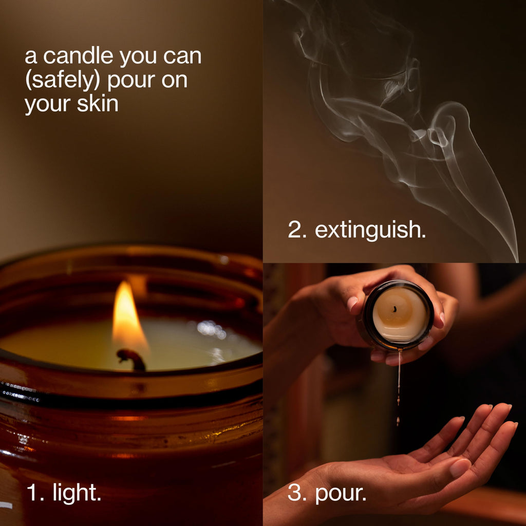 Maude Burn, Green Room (No. 3) - Hydrating + Skin-Softening Soybean + Jojoba Oil Massage Candle - Soothing Massage Oil Candle with Notes of Eucalyptus + Sandalwood - Relaxing Self Care Gifts (4 oz)