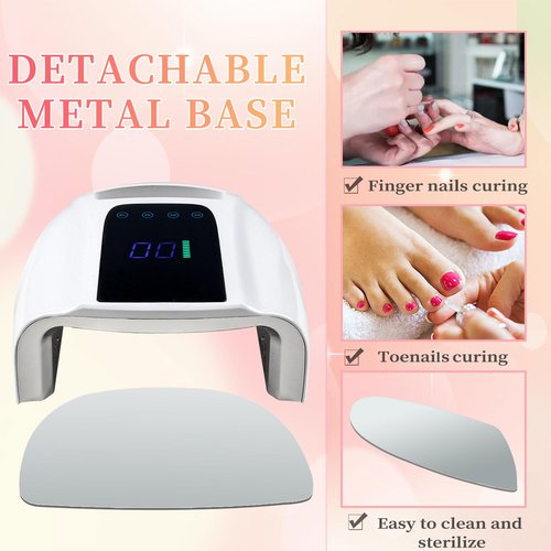 BOMOQING 96W Rechargeable UV LED Nail Lamp, Cordless UV Light for Nails with LCD Display Auto Sensor, 4 Timer Setting and Smart Sensor Nail Dryer,Nail Cure Light with Removable Bottom(White)