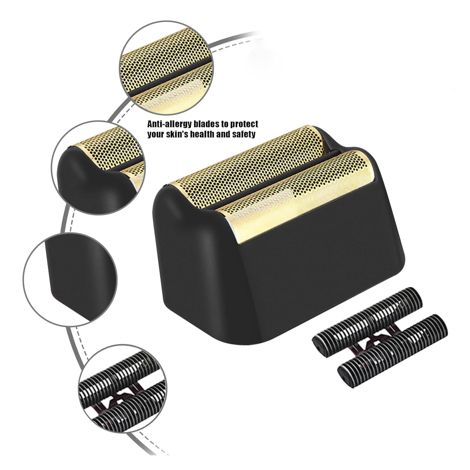 1 Pack Professional 5 Star Series Finale Shaver Replacement Foil and Cutter Bar Assembly Compatible With Wahl Shaver Foil 7031-100, 7043-100 Super Close Shaving Replacement Heads， (Black)