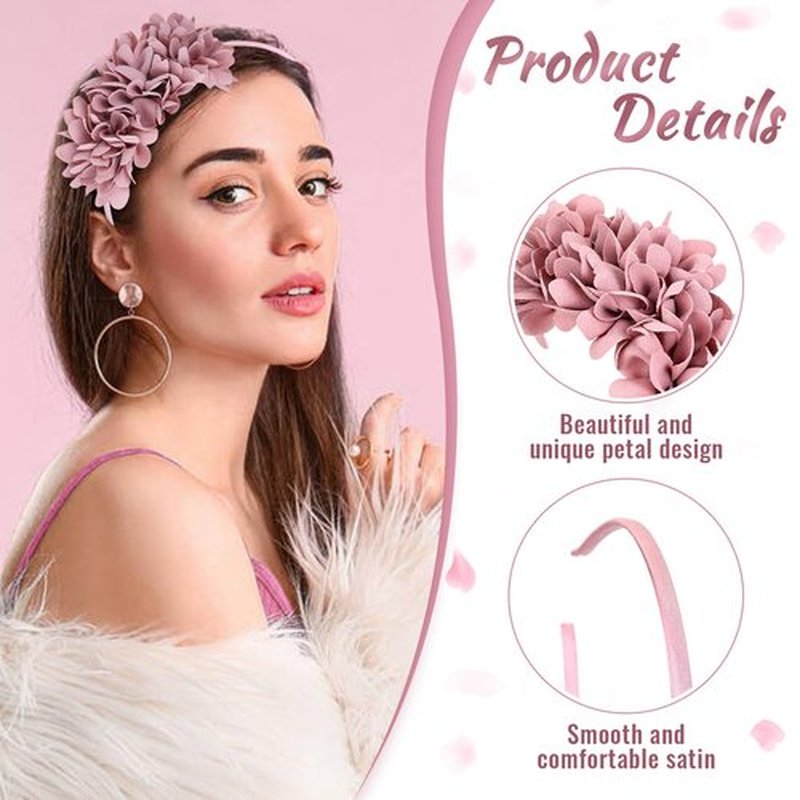Dizila 8 Pieces Retro Flower Headbands Floral Hair Bands Hoops Wedding Birthday Party Christmas Hair Accessories for Women Girls Teens Kids