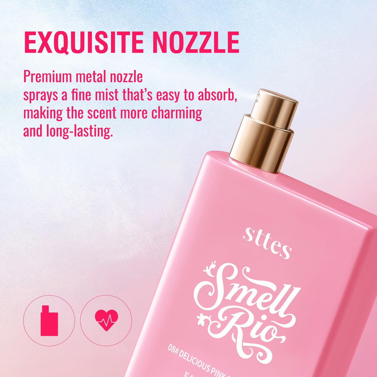 Sttes Smell Rio 08# (Delicious Pink Dragonfruit) Eau de Parfum for Women, Fruity Floral Perfume with Pink Dragonfruit, Lychee, Jasmine, Hibiscus, Vanilla & Sun Musk, 100ml/3.4 Fl Oz