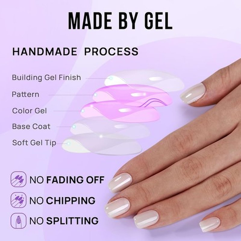 BTArtbox Press On Nails - Short White Soft Gel Nail Tips | Reusable Square Chrome Design in 15 Sizes - 30 Piece Kit