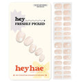 Heyhae Semi Cured Gel Nail Strips | No LED Lamp Needed | Pink, Solid | Easy Apply & Remove, Salon Quality | Includes 28 Strips, 1 Prep Pads, Nail File & Wooden Stick - Hey, Freshly Picked