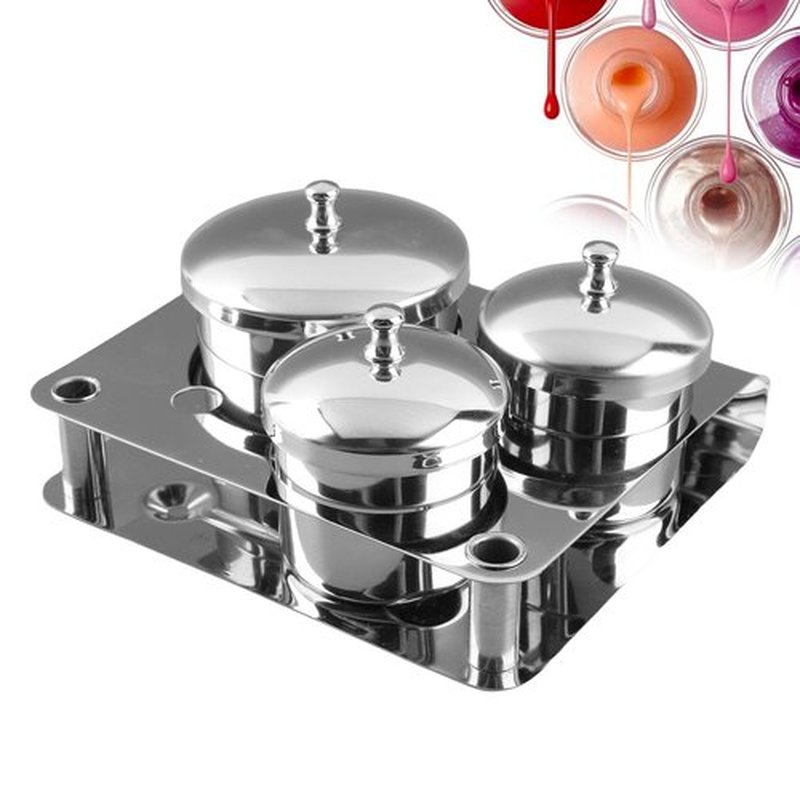 Nail Art Tools, 3pcs Stainless Steel Nail Art Mini Powder & Liquid Set Cans Storage Box Compact Manicure Tools