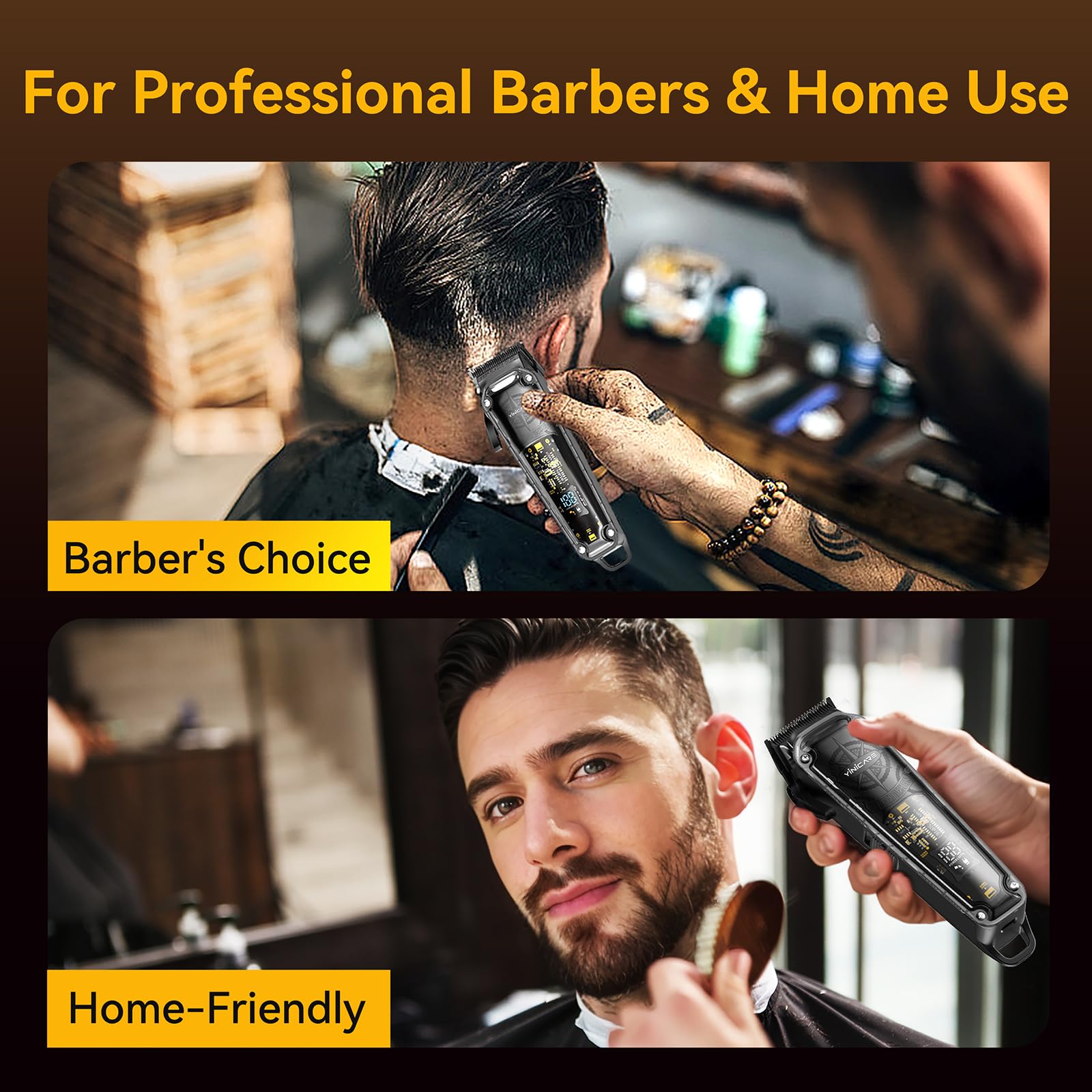 Hair Clippers for Men Barber Kit - Yinicare Professional Cordless Electric Hair Cutting Set with Pomade Hair Clipper, Zero Gap T-Blade Trimmer, Guards for Mens Haircut (Hair Clippers Set 1)